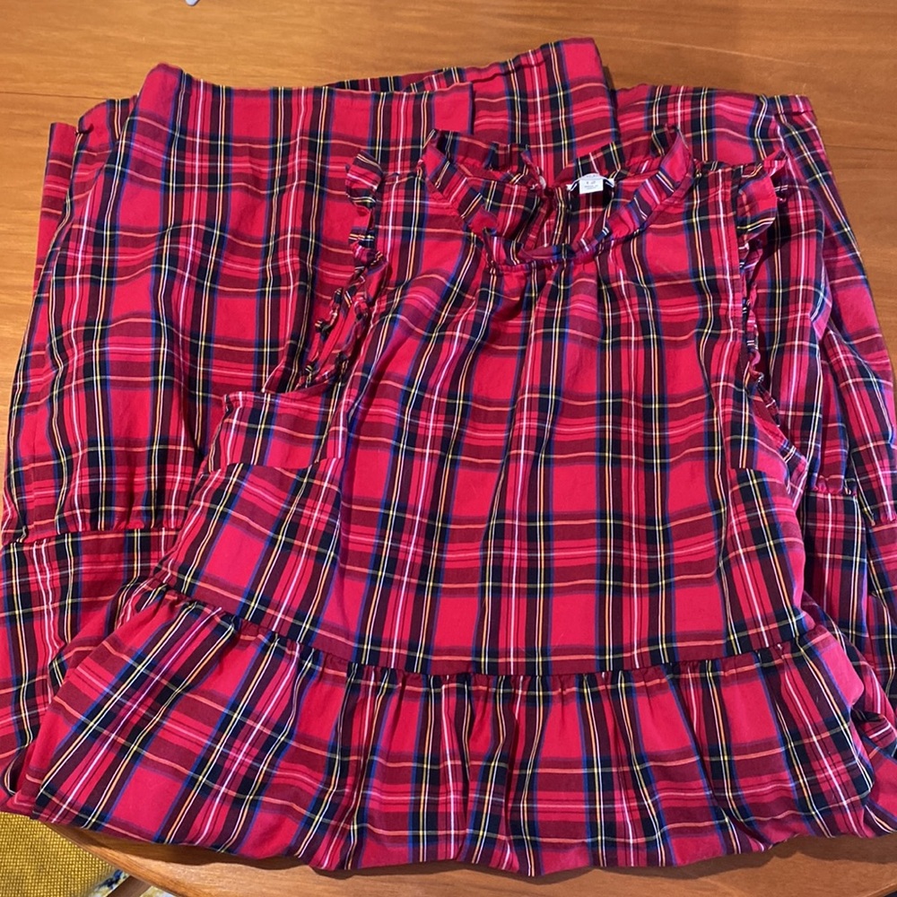 J. Crew Red Plaid Midi Dress